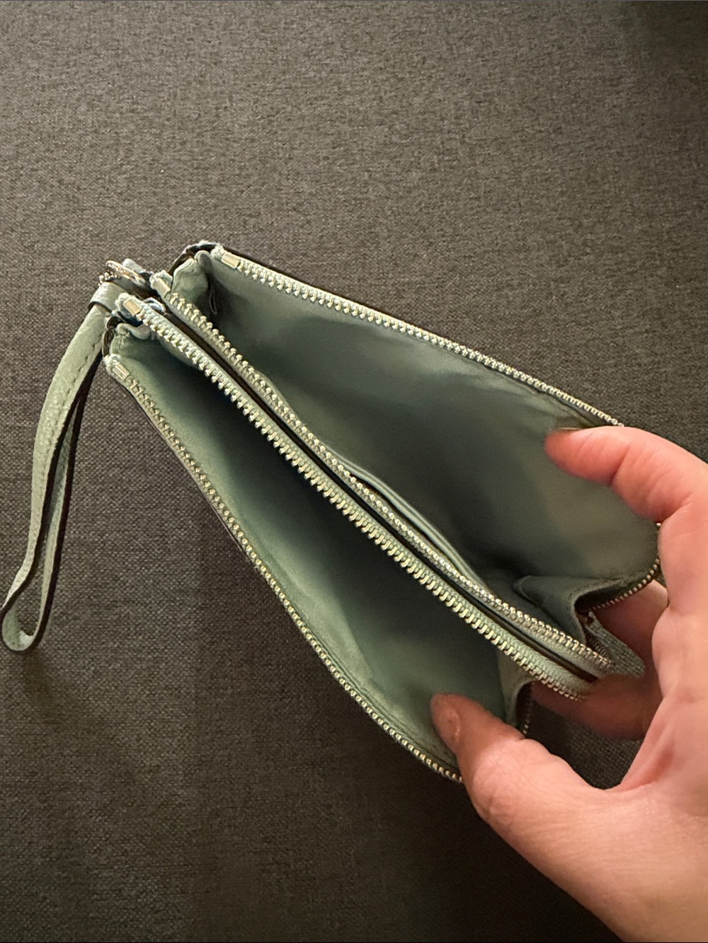 Coach Pebbled Leather Wristlet in Mint Green - Picture 3 of 6